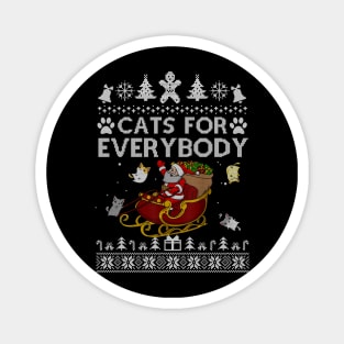 Cats For Everybody Christmas Cute Cat Lover Ugly Sweater Magnet